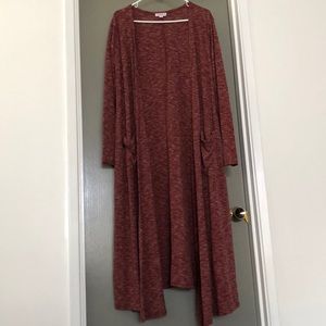 Lularoe Large Sarah Duster Sweater Wine Red